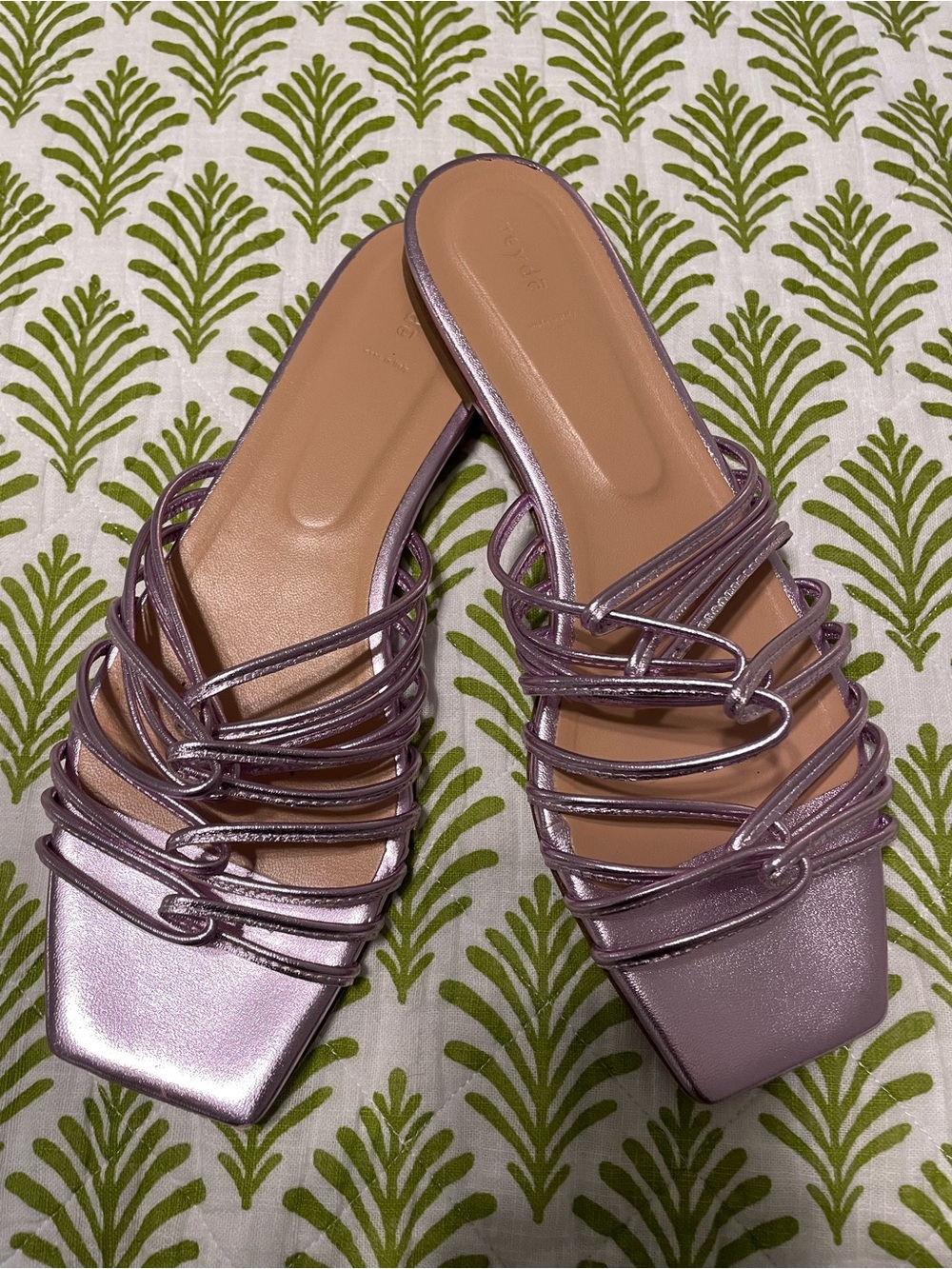 Ayede Pink Metallic Leather. Made in Italy Strappy Slide Sandals - Women's